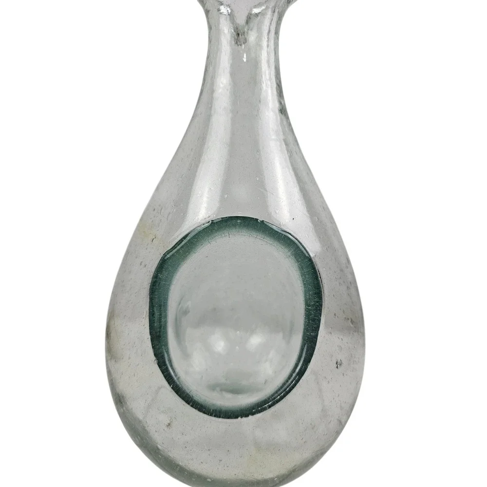 Hand Blown Seed Glass Sake Carafe Decanter with Internal Ice Pocket Chiller